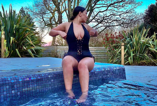 Bethan Kershaw Wearing The Lace Me Up Swimuit