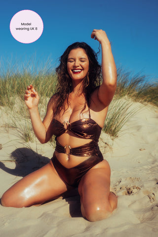 (Sample Sale) Bronze Medusa Cut-Out Swimsuit - Recycled Fabric