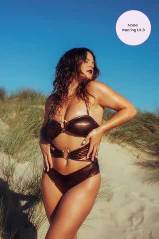 (Sample Sale) Bronze Medusa Cut-Out Swimsuit - Recycled Fabric