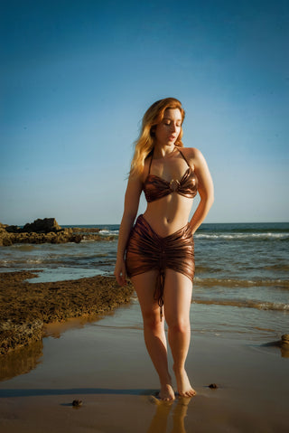 (Sample Sale) Bronze Medusa Ruched Skirt - Recycled Fabric