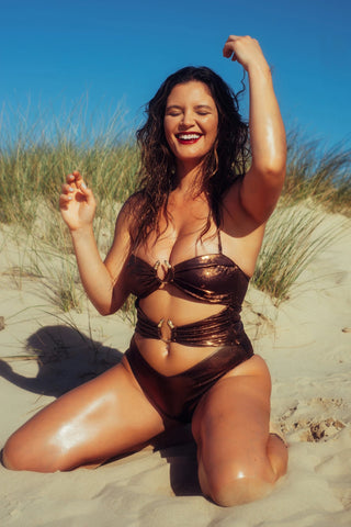 (Sample Sale) Bronze Medusa Cut-Out Swimsuit - Recycled Fabric