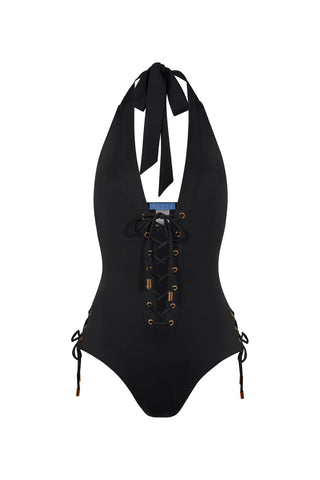 Classy Black Lace Me Up Swimsuit