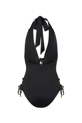 Elegant Black Lace Me Up Swimsuit