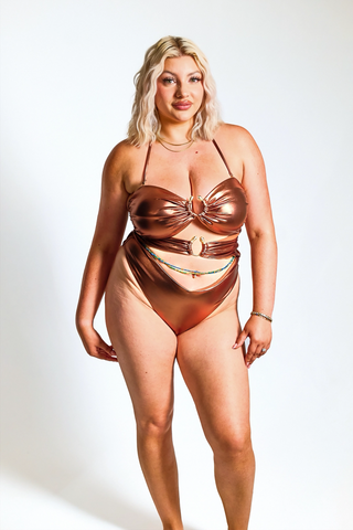 Sample - Bronze Medusa Cut-Out Swimsuit