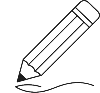 Black and white line drawing of a pencil